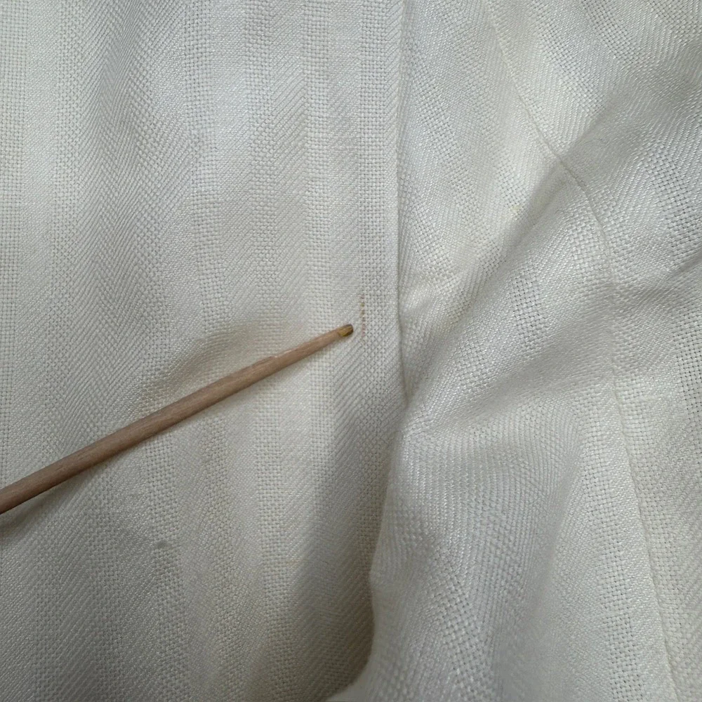 Vtg Claiborne Sport Coat Mens 42L Cream Linen Cotton Herringbone 3-Button Blazer
